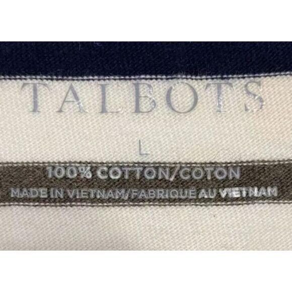 𝅺Talbots Women's Cream Colored long sleeve top with Strips gold dots Size L - Picture 8 of 9